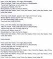 Lyrics to the song “Here Come the Hawks.” (Courtesy of Jerry Kasper)